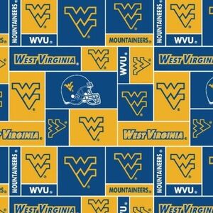 West Virginia Mountaineers Licensed fleece.  3 yard length piece of fabric.